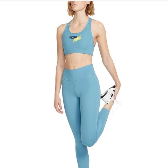 NWT Nike Logo Racerback Medium Support Sports Bra Padded. Blue Dri-Fit Women’s S - Picture 3 of 4